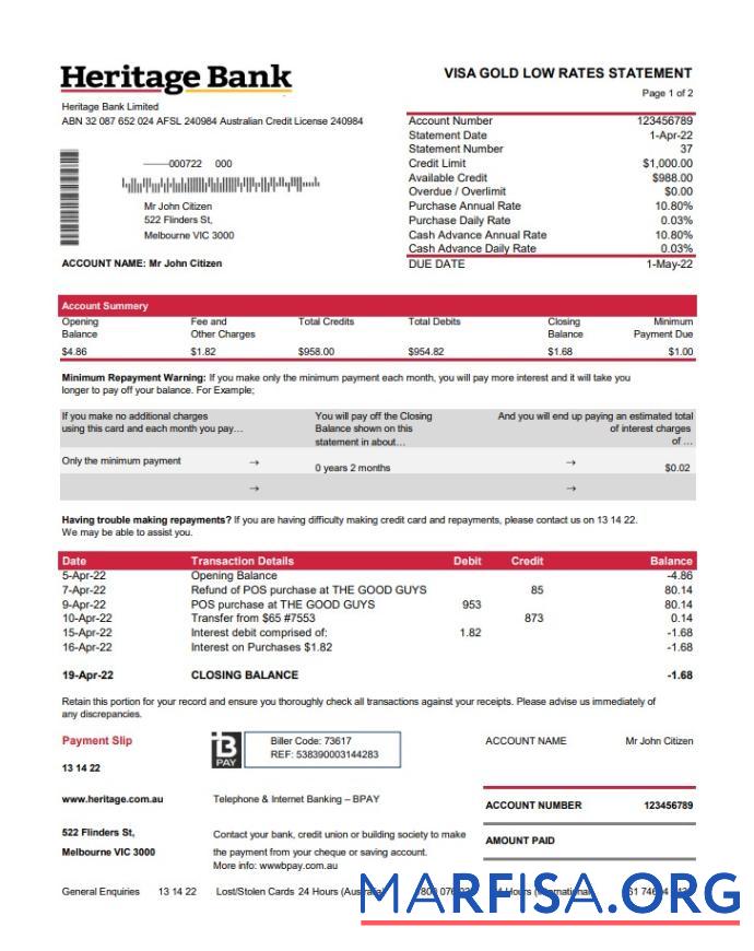 Австралия Heritage Банковский st 2 pages макет