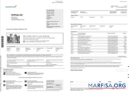 Австралия Suncorp Банковский Выписка из банка 5 pages Word образец