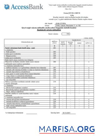 Азербайджан Access Банковский (azerbaijani) Выписка из банка Word макет