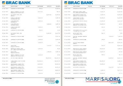Бангладеш BRAC Банковский Выписка из банка Word 3 4 pages дизайн