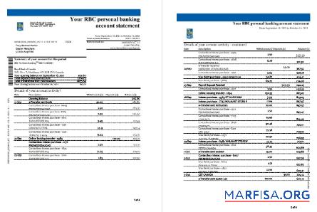 Канада Royal Банковский of Канада (RBC) Банковский Выписка из банка Excel 4 pages шаблон