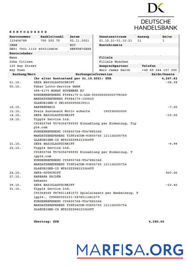 Германия Deutsche Handelbank макет
