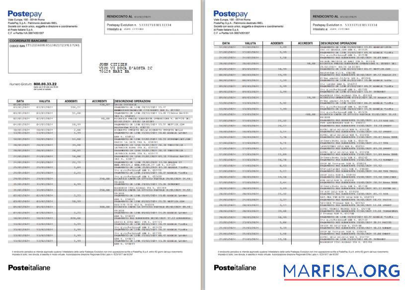 Италия Postepay Evolution (Poste Italiane) Карта Word 7 pages предпросмотр