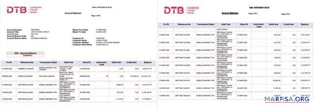 Кения┬áDiamond Trust Банковский┬áАккаунт Выписка из банка┬áWord 2 pages дизайн