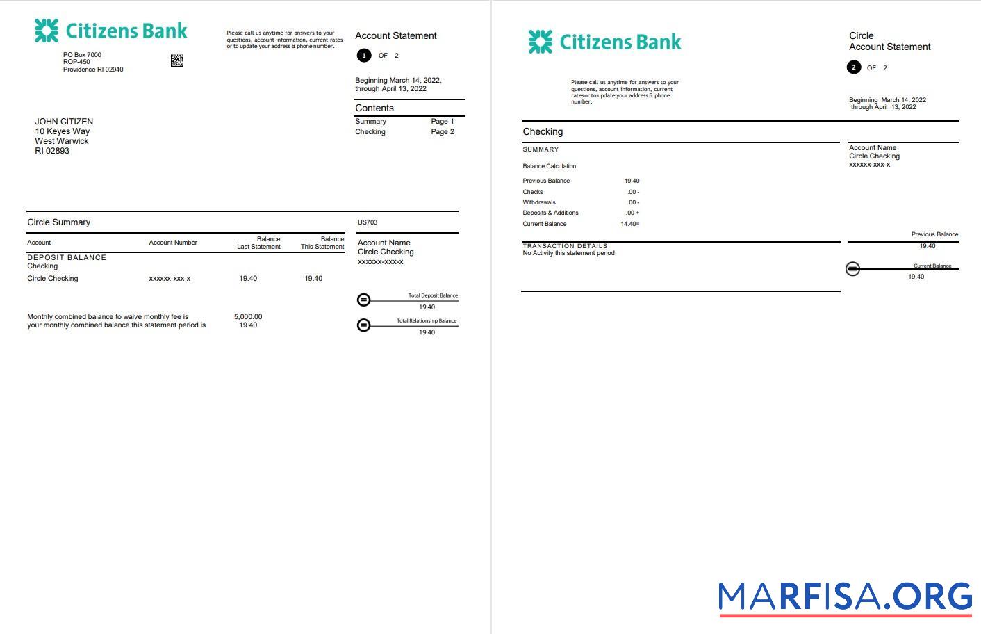 США Citizens Банковский Word 2 pages дизайн
