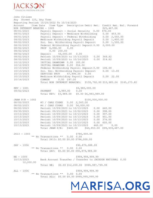 США Jackson национальный Банковский Выписка из банка Word 2 pages макет
