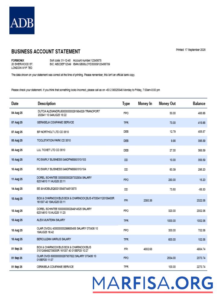 Realistisch ADB firm Konto Kontoauszug Word and PDF Vorlage (1)