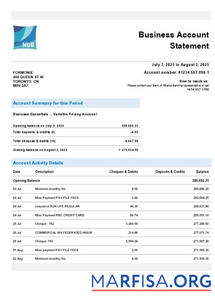 Realistisch Bank of Nauruan firm Konto Kontoauszug Word and PDF Vorlage (1)