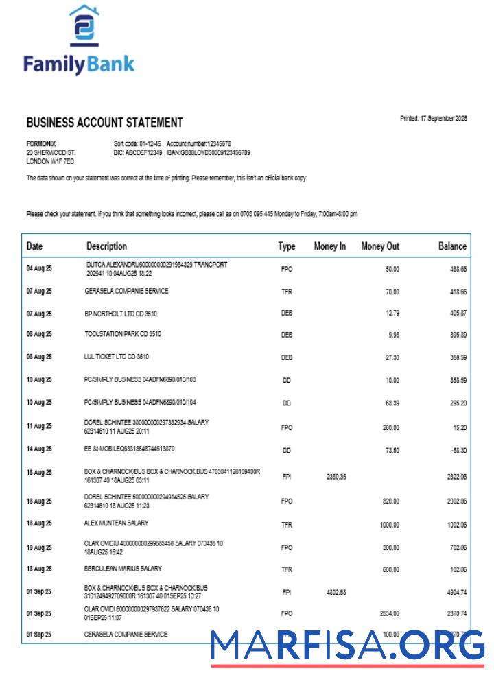 Premium Family Unternehmen checking Konto Kontoauszug Word and PDF Vorlage 1