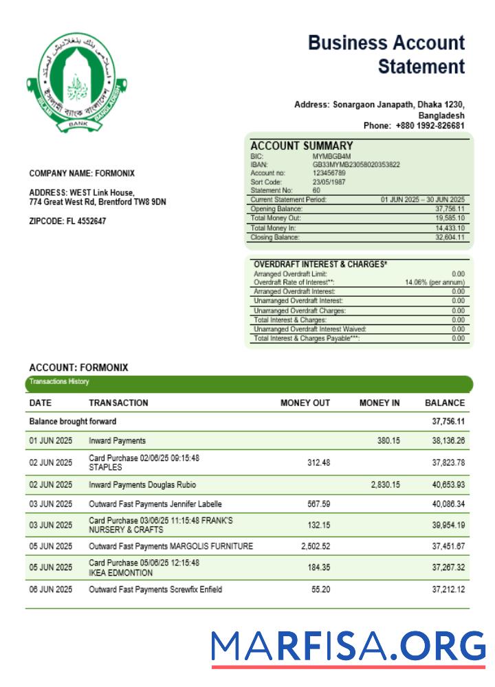 Premium Islami Bank Geschäft Kontoauszug Word and PDF Vorlage