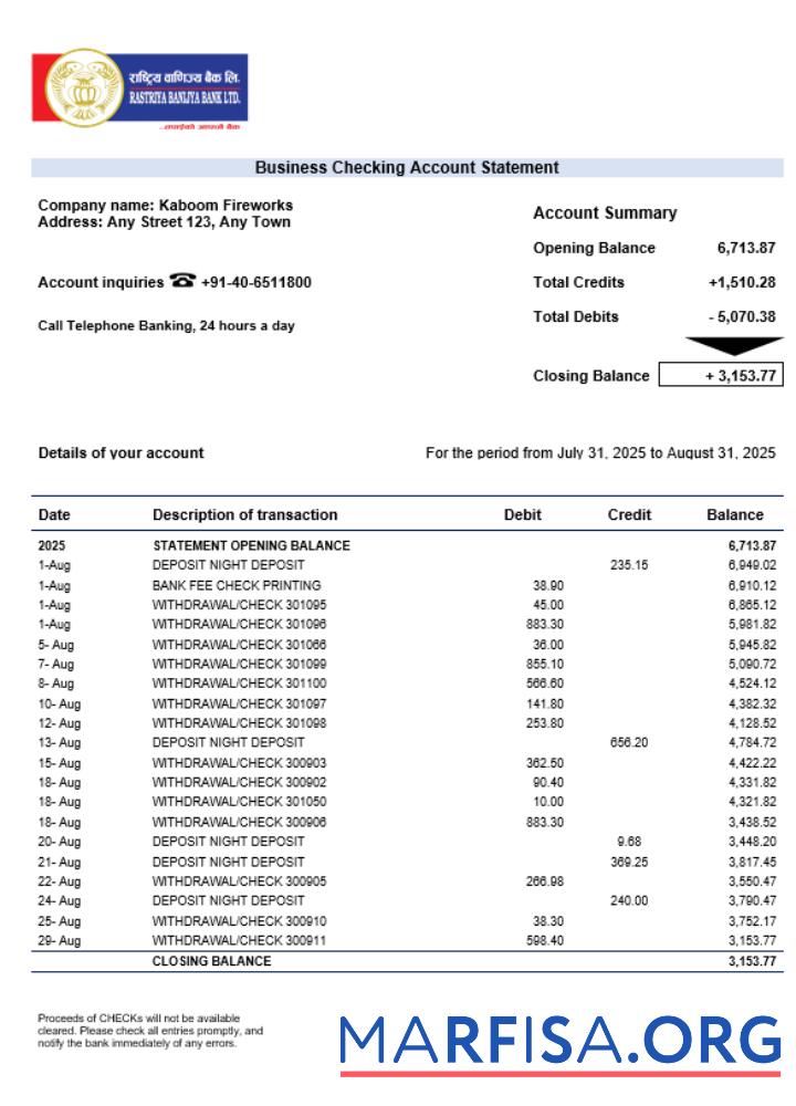 RBB Smart Geschäft Bank organization Konto Kontoauszug Word and PDF Format Mockup