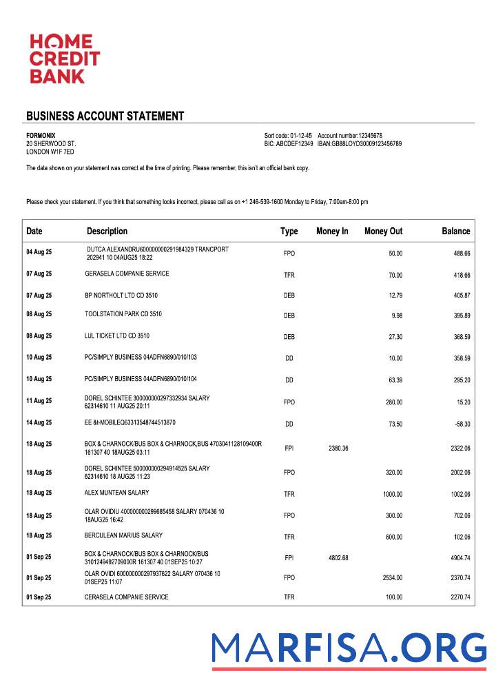 Bearbeitbar Russland Home Kredit firm Konto Kontoauszug Word and PDF Vorlage