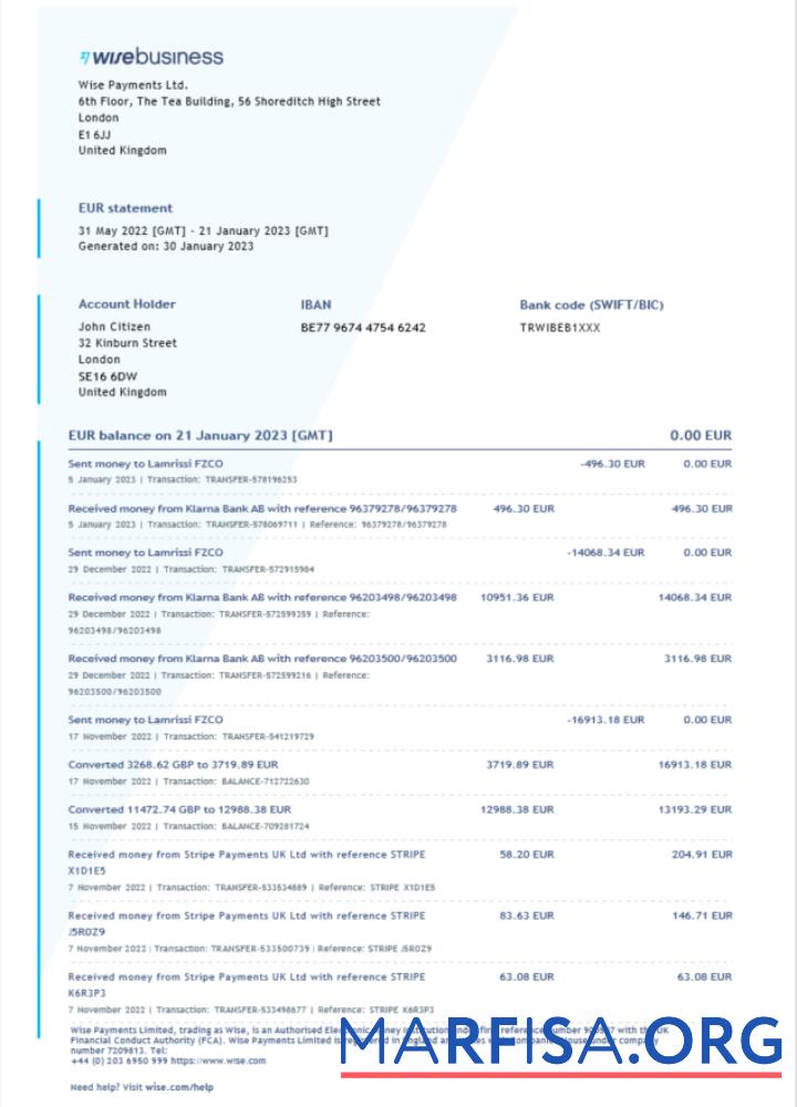 Hohe Qualität Vereinigtes Königreich Wise Geschäft Bank Kontoauszug Word and PDF Vorlage