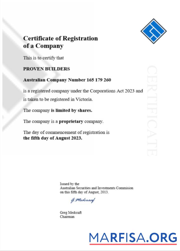 Professionell Australien Zertifikat of Registrierung Word and PDF Vorlage