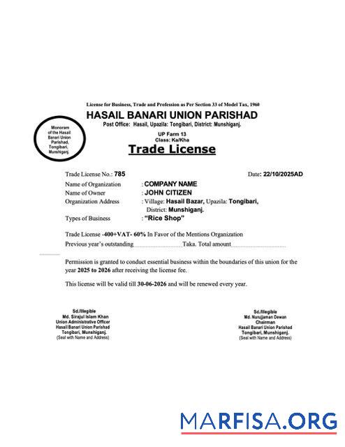 Realistisch Bangladesch Munshiganj┬átrade Lizenz Word and PDF Vorlage