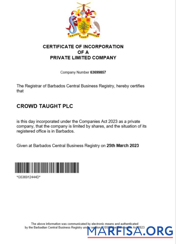 Premium Barbados Zertifikat of Registrierung Word and PDF Vorlage