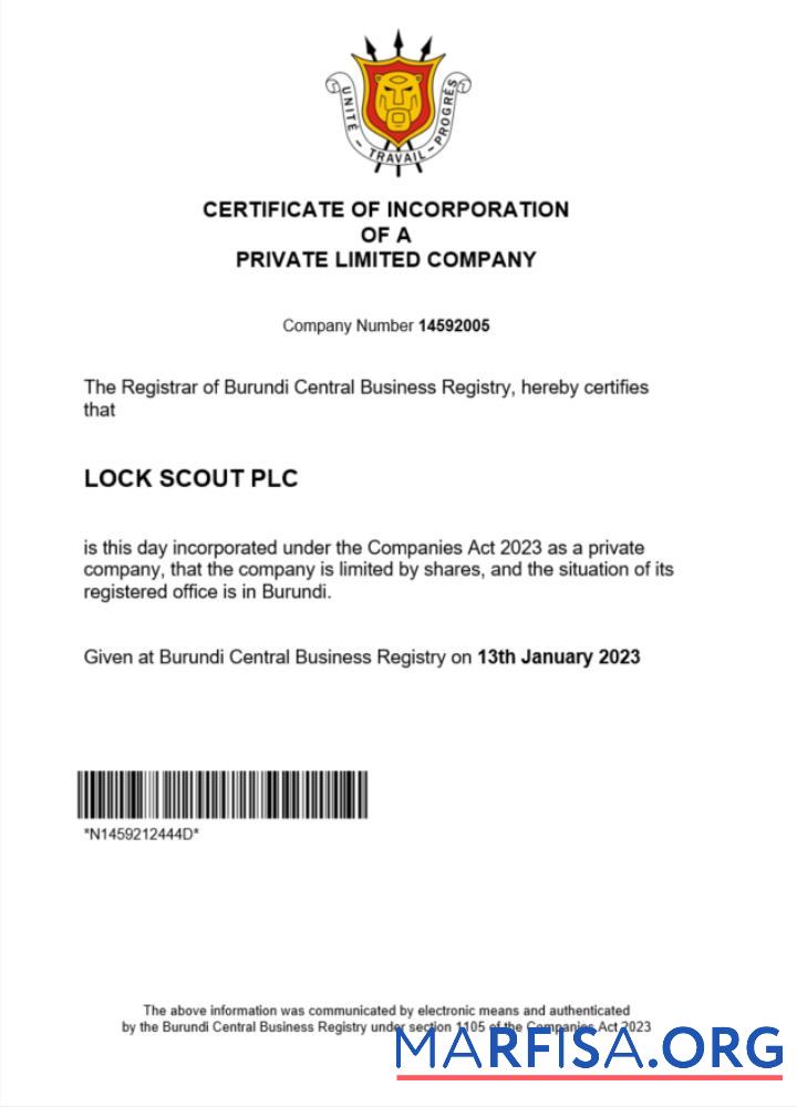 Premium Burundi Zertifikat of Registrierung Word and PDF Vorlage