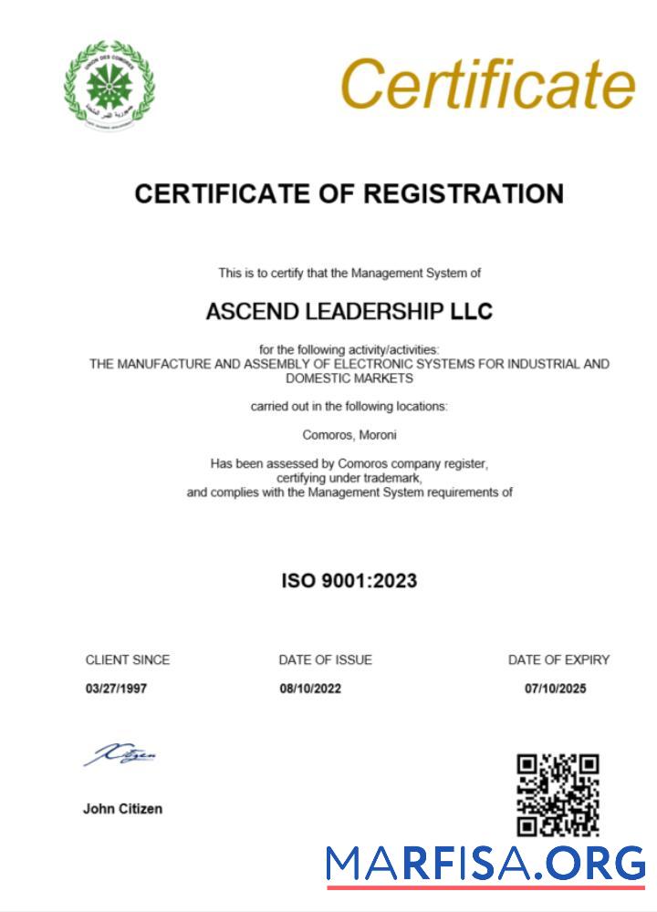 Hohe Qualität Komoren Zertifikat of Registrierung Word and PDF Vorlage scr