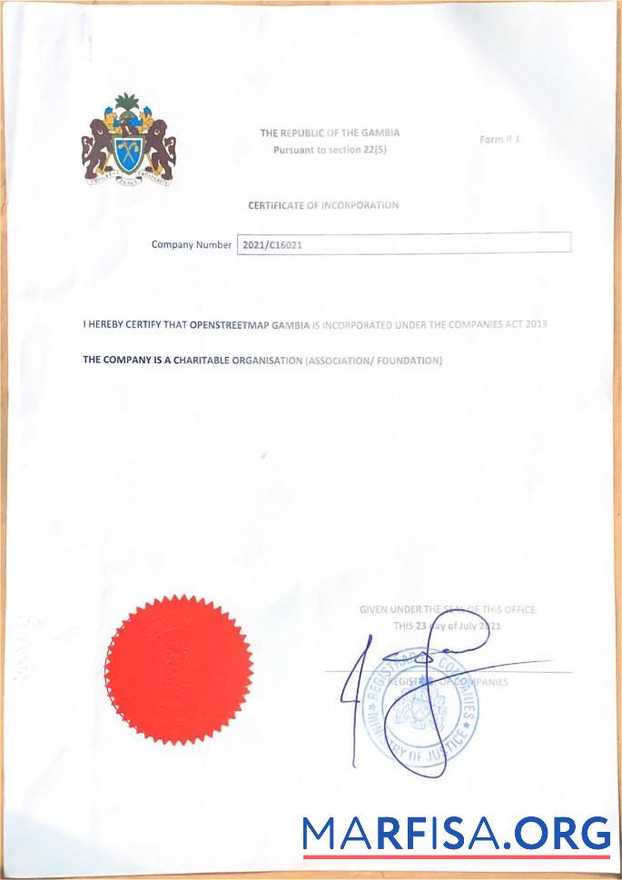 Gambia Zertifikat of Incorporation Vorschau