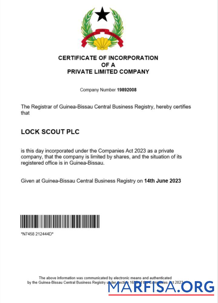 Professionell Guinea Bissau Zertifikat of Registrierung Word and PDF Vorlage