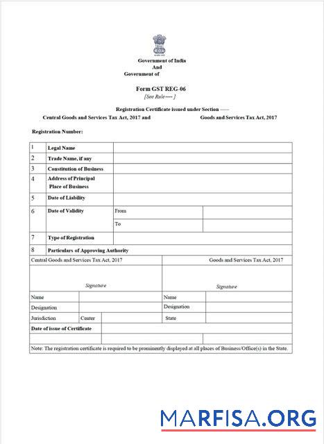 Professionell Indien Zertifikat of GST Registrierung Word and PDF Vorlage