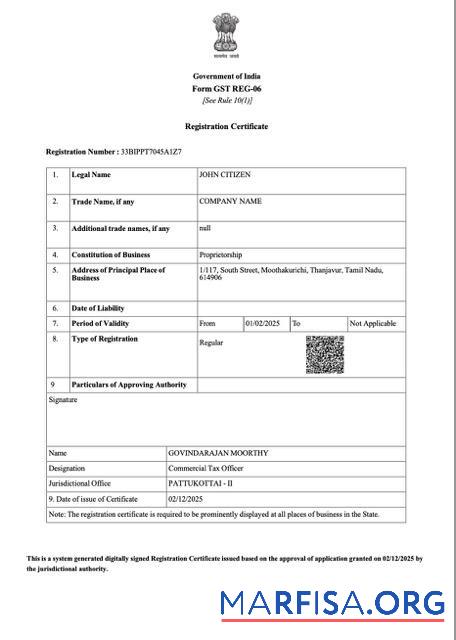 Realistisch Indien Registrierung Zertifikat Word and PDF Vorlage
