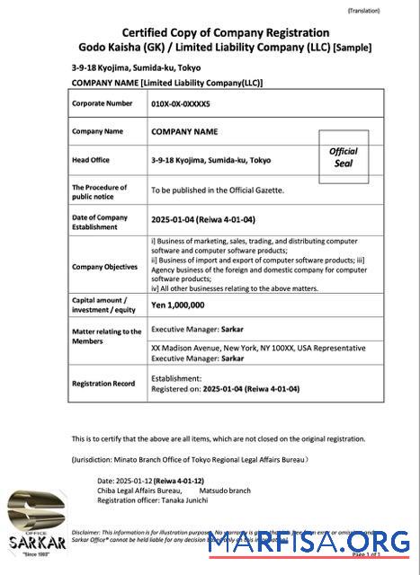 Premium Japan Unternehmen Registrierung Word and PDF Vorlage