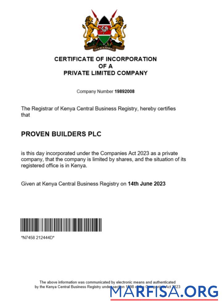 Premium Kenia Geschäft Registrierung Zertifikat Word and PDF Vorlage