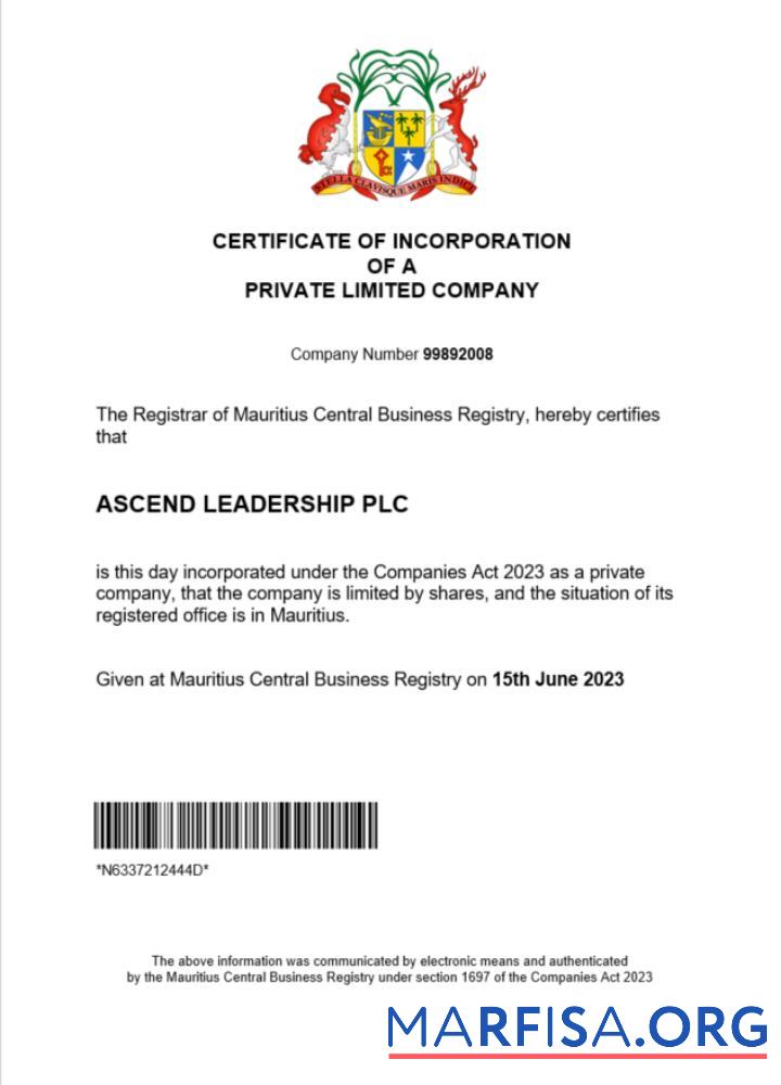 Premium Mauritius Geschäft Registrierung Zertifikat Word and PDF Vorlage