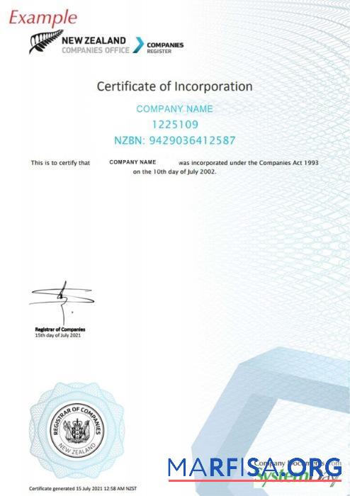 Neu Zeland Zertifikat of Registrierung Mockup
