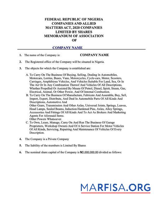 Professionell Nigeria Zertifikat of Registrierung Word and PDF Vorlage