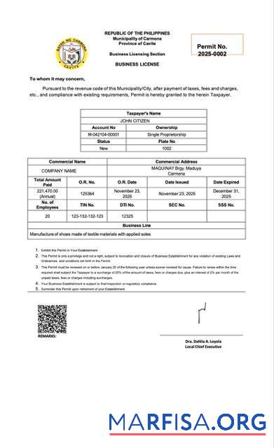 Bearbeitbar Philippinen Geschäft Lizenz Word and PDF Vorlage