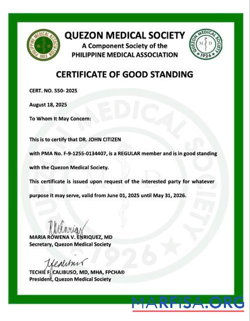 Premium Philippinen Zertifikat of good standing Word and PDF Vorlage, Version 5