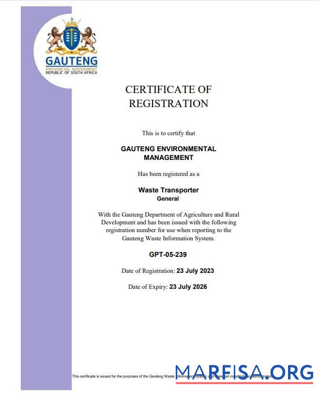 Südafrika Zertifikat of Registrierung Design