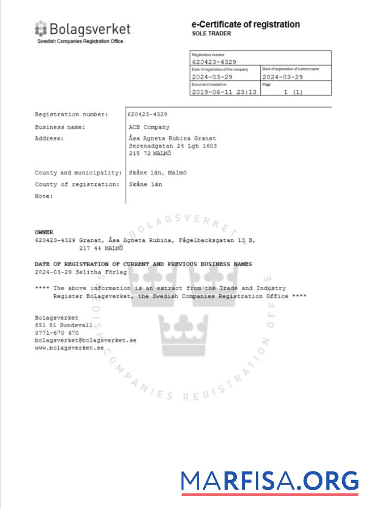 Realistisch Schweden Zertifikat of Registrierung Word and PDF Vorlage