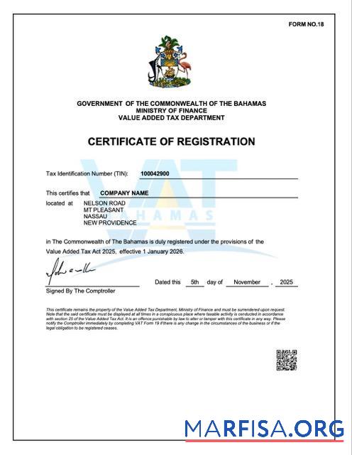 Premium The Bahamas Zertifikat of Registrierung Word and PDF Vorlage