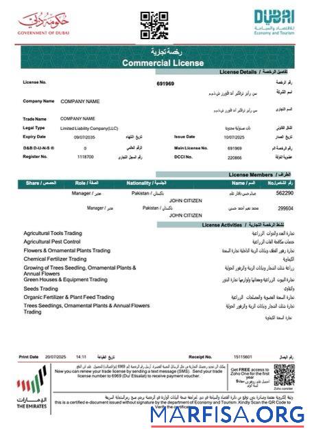 Hohe Qualität VAE Dubai Kommerziell Lizenz Word and PDF Vorlage, Version 2