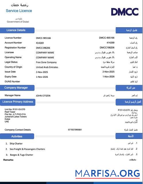 Hohe Qualität VAE Dubai Service Lizenz Word and PDF Vorlage