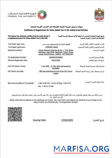 Professionell VAE Zertifikat of Registrierung for Value Added Steuer Word and PDF Vorlage, Version 2