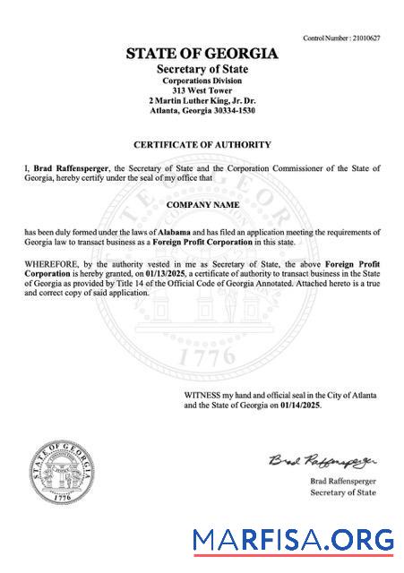 Hohe Qualität USA Georgien Zertifikat of authority Word and PDF Vorlage