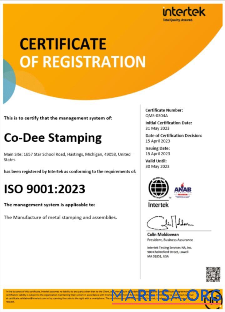 Premium USA Intertek Zertifikat of Registrierung Word and PDF Vorlage