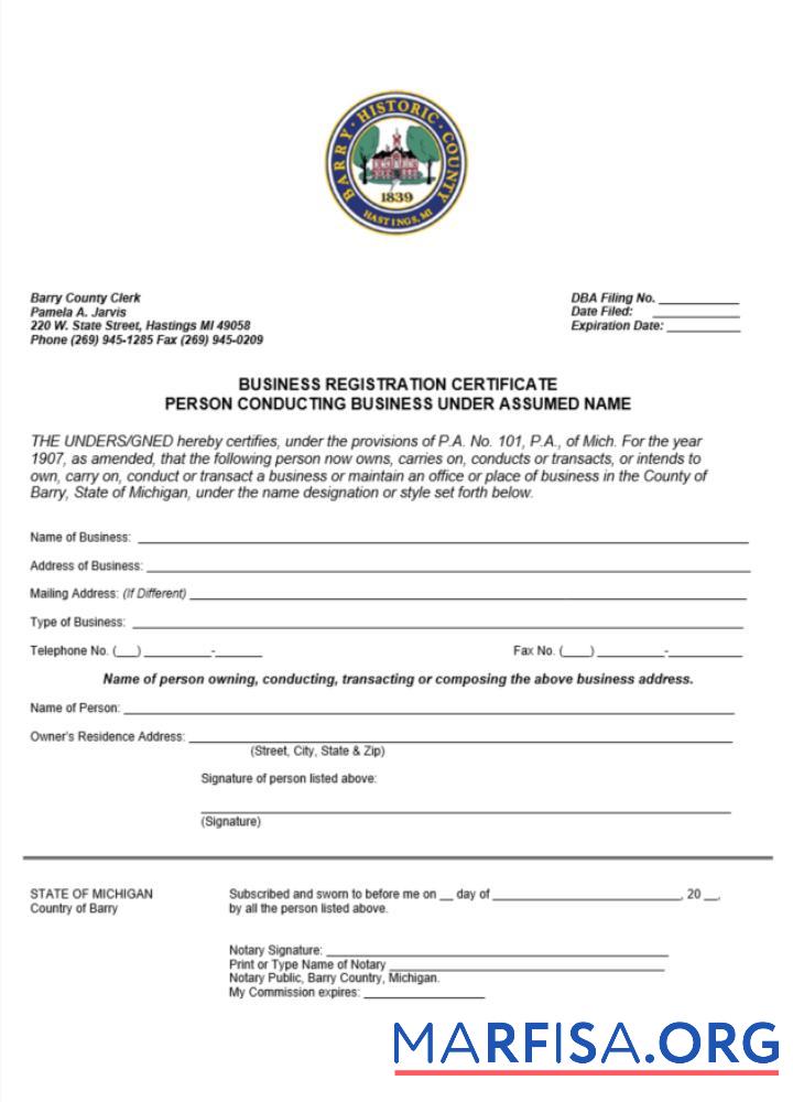 USA Michigan Zertifikat of Geschäft Registrierung Vorlage