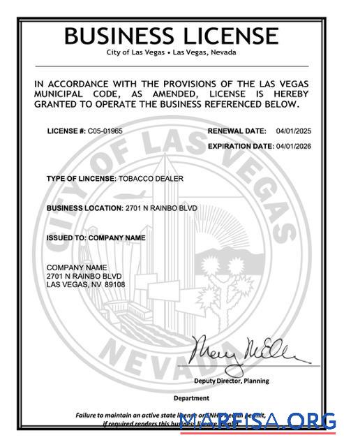 Hohe Qualität USA Nevada Geschäft Lizenz Word and PDF Vorlage