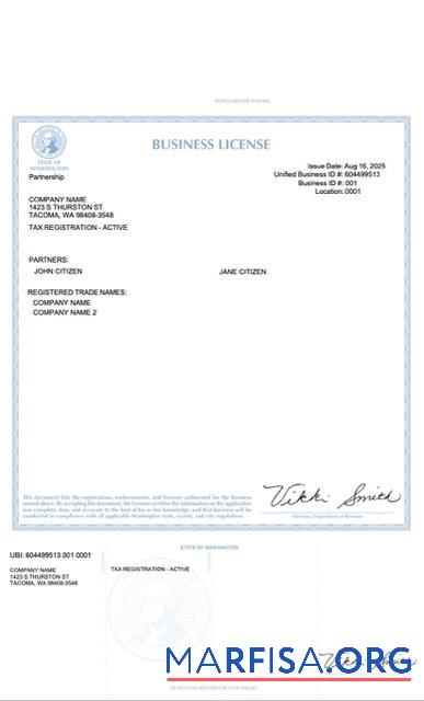 Premium USA Washington Geschäft Lizenz Word and PDF Vorlage