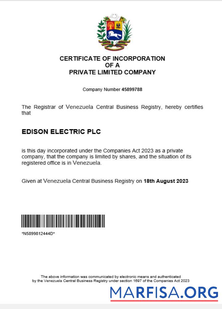 Premium Venezuela Geschäft Registrierung Zertifikat Word and PDF Vorlage
