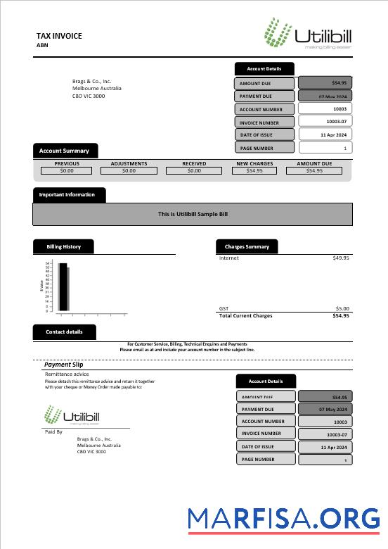 Редактируемый Австралия Utilibill Бизнес easy to fill Шаблон in Word and PDF Формат
