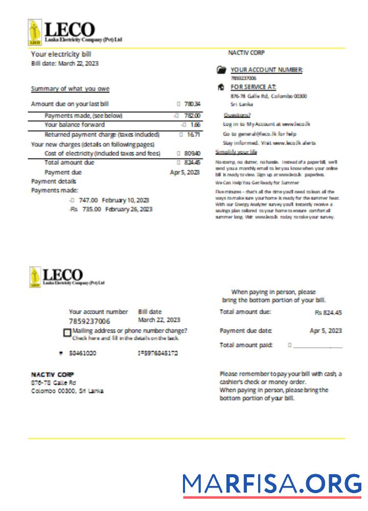 LECO Corporation Электричество Бизнес Счёт, SCR дизайн