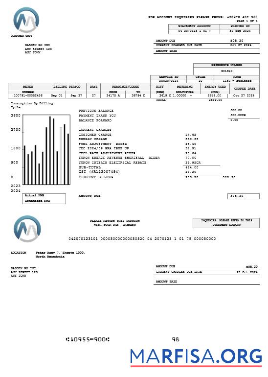 Премиум Macedonia MGI Energetika Бизнес Счёт за коммунальные услуги Счёт Word and PDF Шаблон