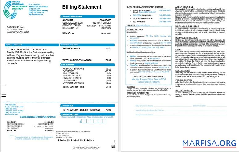 Реалистичный США CRWWD Бизнес Счёт за коммунальные услуги Счёт Word and PDF Шаблон
