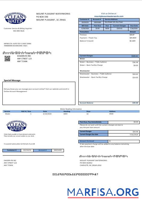 Премиум США Clean Вода Бизнес Счёт за коммунальные услуги Счёт Шаблон in Word and PDF Форматы